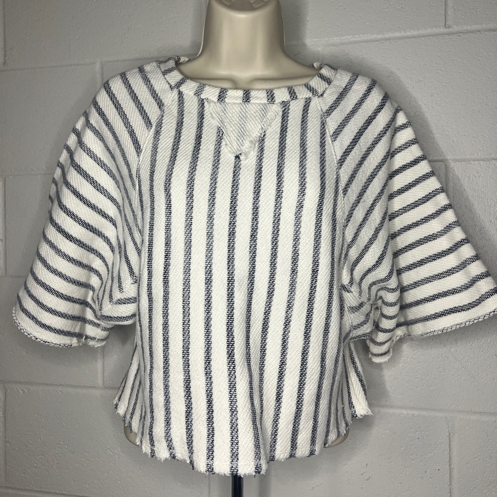 Dolan Left Coast Sweater Top S Striped 100% Cotton Destroyed Soft Anthropologie